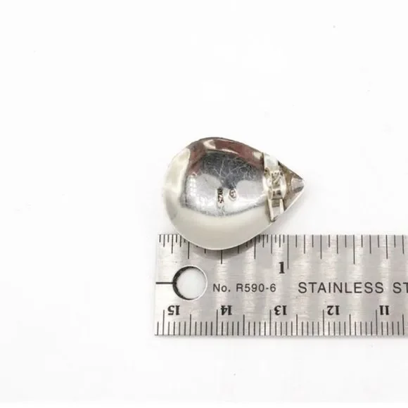 Vintage 925‎ Sterling Silver and Onyx Teardrop Button Earrings 1 Inch length - Picture 5 of 6